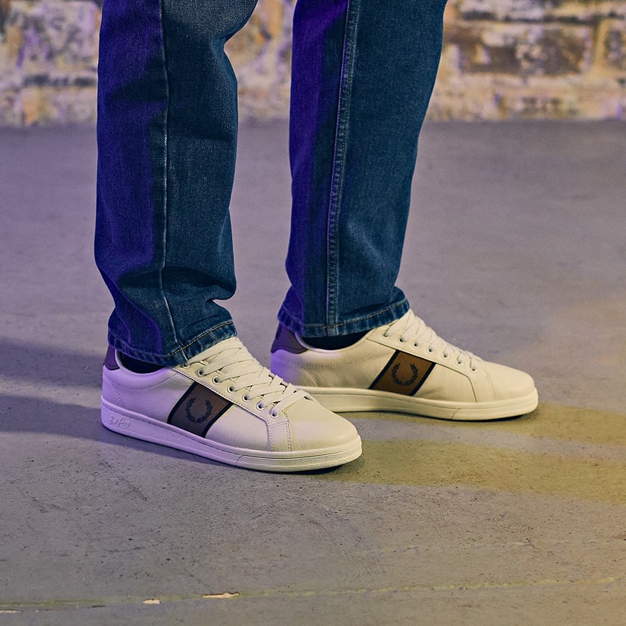Fred Perry B721 Leather Trainers White